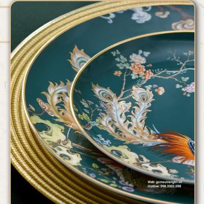 BỘ BÁT ĐĨA CAO CẤP PHƯỢNG HOÀNG MEN XANH